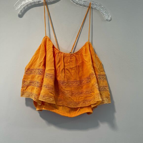 NWT Free People Home Again Camo Crop Top Orange Size XS - Picture 4 of 7